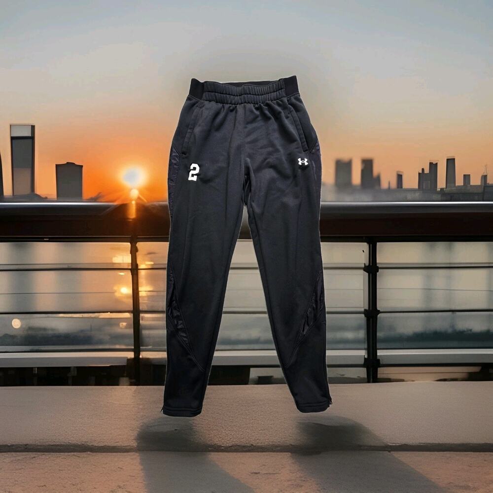 Under Armour Jogger Pants Womens XS Command Warm-Up Pants Black Tapered Zip Ankl